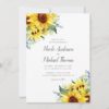 Elegant Navy Blue Watercolor Sunflowers Wildflower Wedding Invitations