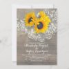 Rustic Sunflowers and Vintage Floral Lace Wedding Invitations