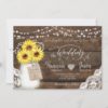 Rustic Wood Lace Sunflower Mason Jar Wedding Invitations