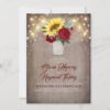 Sunflower and Burgundy Rose Mason Jar Fall Wedding Invitations