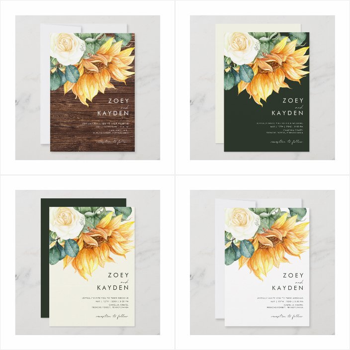 Bold Country Sunflower Rose Eucalyptus Wedding Invitations - matching accessories