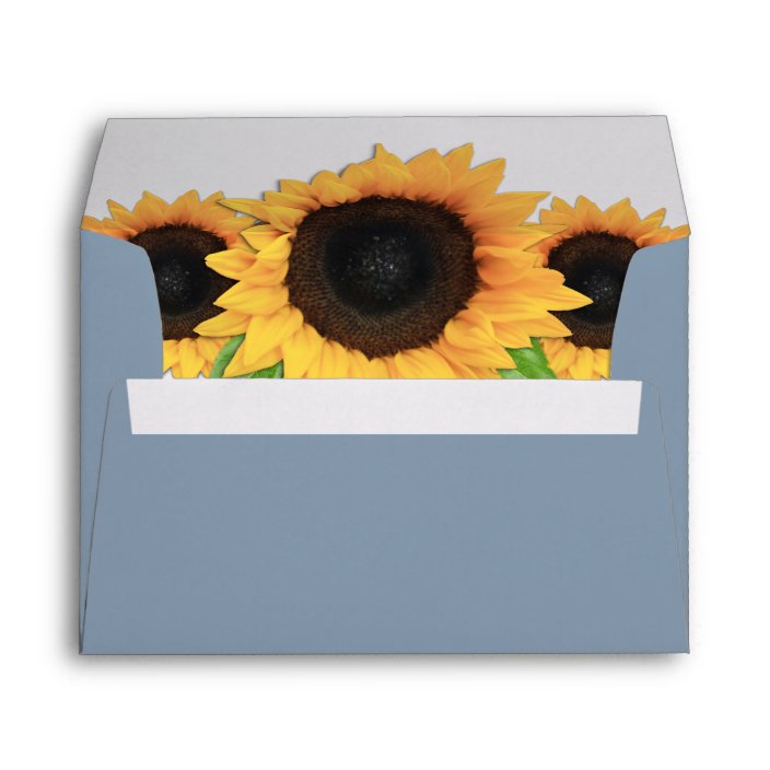 Dusty Blue Yellow Sunflower Envelopes
