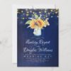 Navy Blue Sunflower Rustic Wedding Invitations