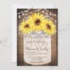 Rustic Jar Sunflower Wood Wedding Invitations
