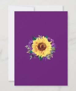 Rustic Sunflower Purple Floral Wedding Invitations - back