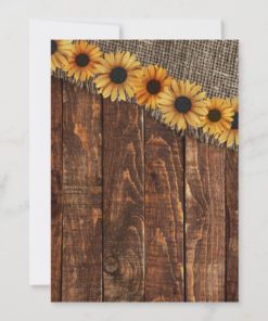 Rustic Wood and Burlap Sunflower Wedding Invitation