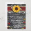 Sunflower Rose Burgundy Lace Rustic Wood Wedding Invitations