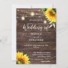 Sunflower Wood and Mason Jar String Lights Wedding Invitation