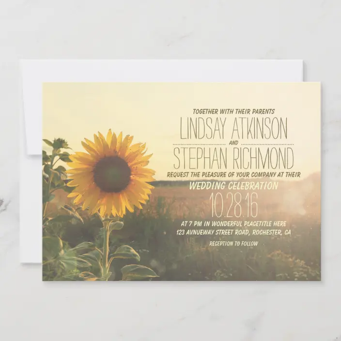 Vintage Sunflower Wedding Invitations